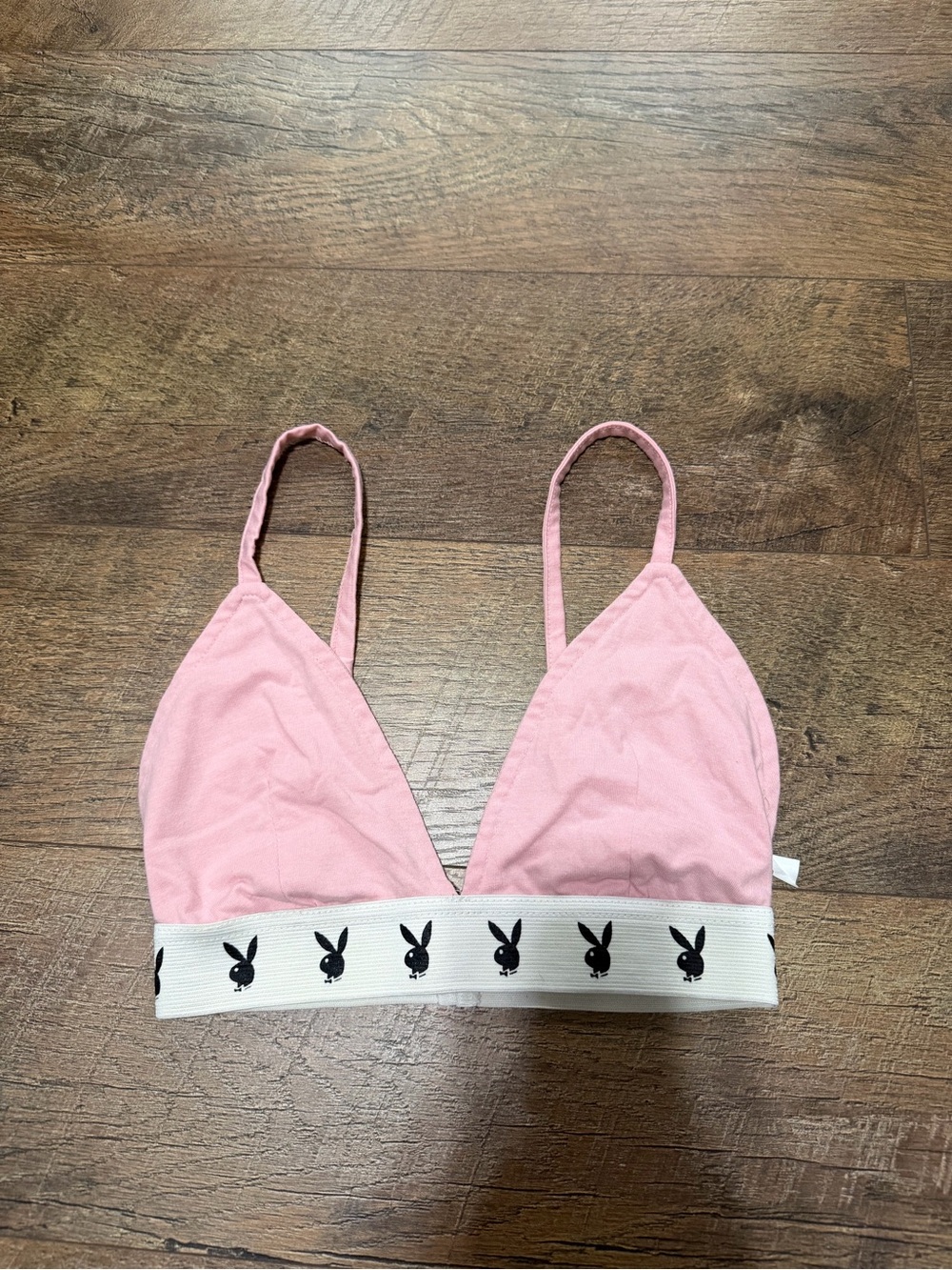 Missguided Pink Triangle Bralette with White Elastic Band